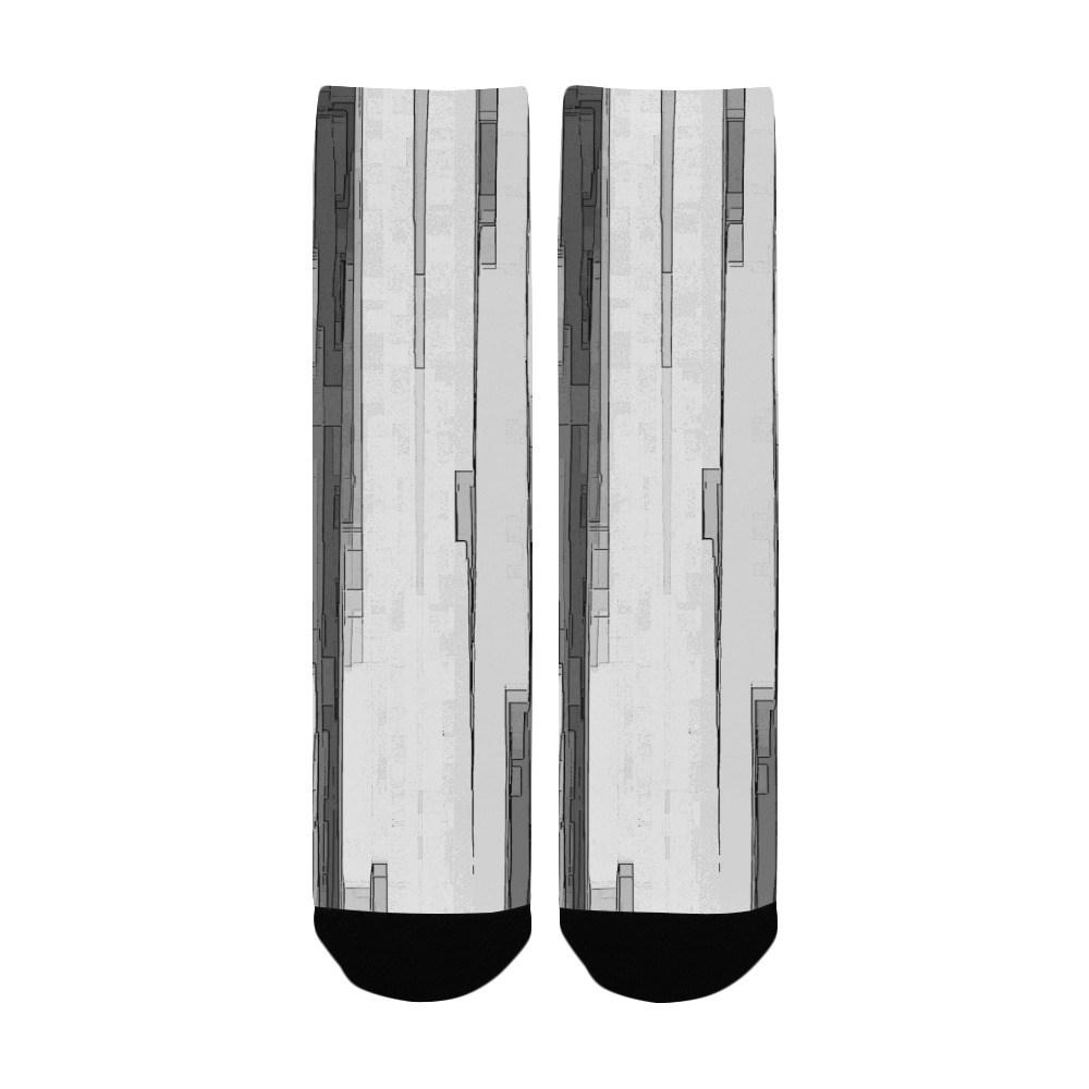 Greyscale Abstract B&W Art Women's Custom Socks