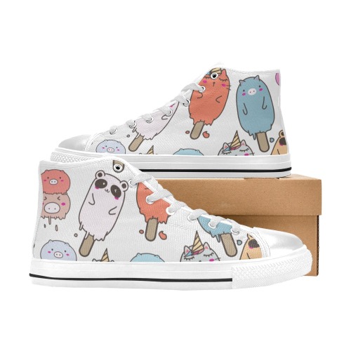 Cat on a Stick Women's Classic High Top Canvas Shoes (Model 017)