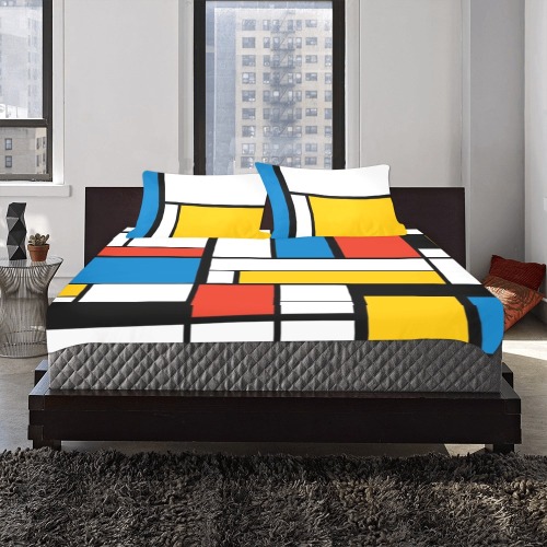 Mondrian De Stijl Modern 3-Piece Bedding Set