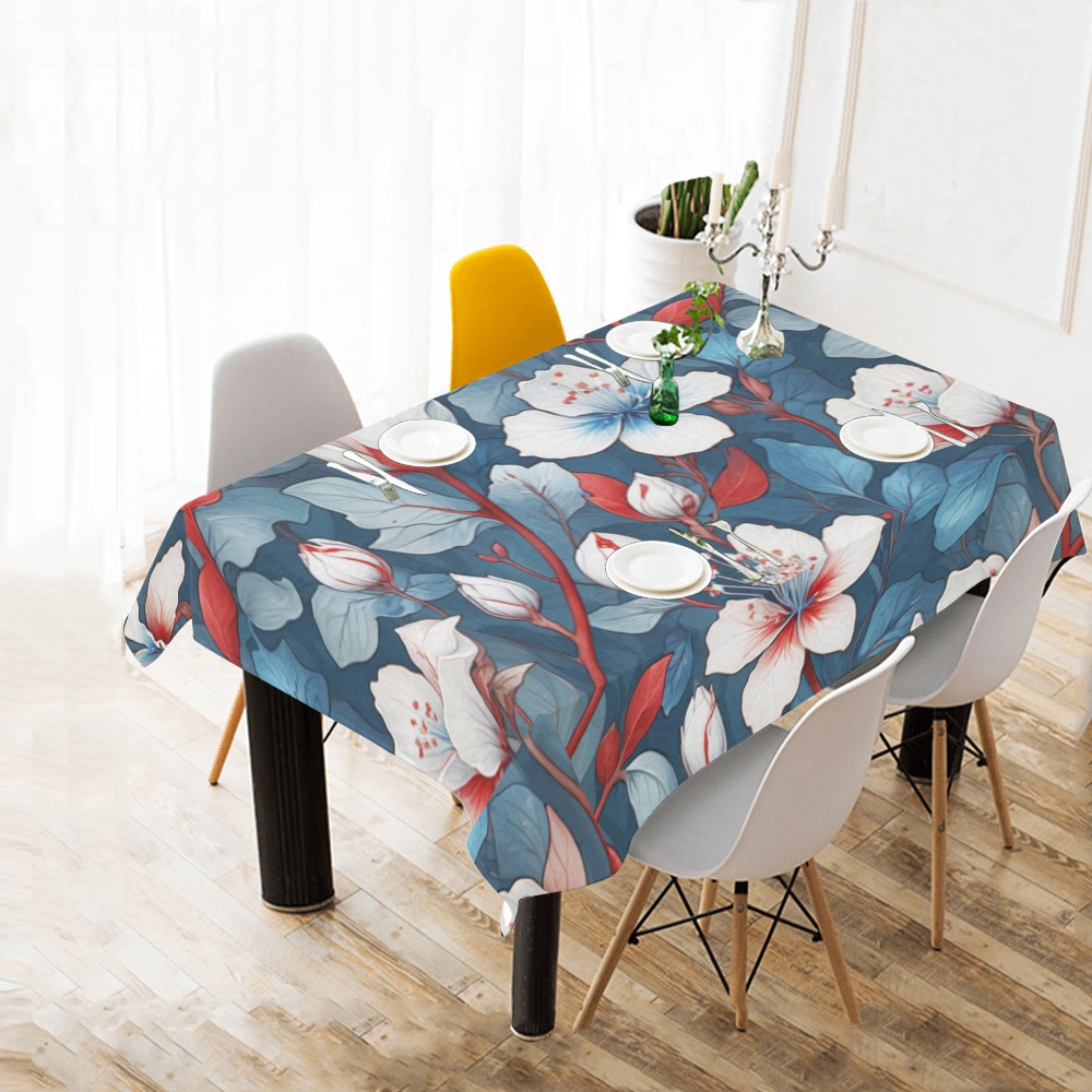 Fabulous Florals 8 Cotton Linen Tablecloth 60"x 84"