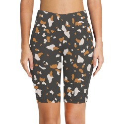 Dark modern terrazzo PDP Women's Workout Half Tights (Model L42)