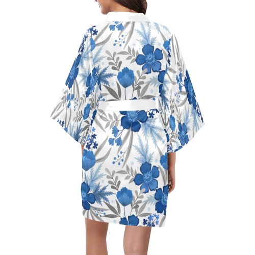Beautiful Blue Floral Kimono Robe