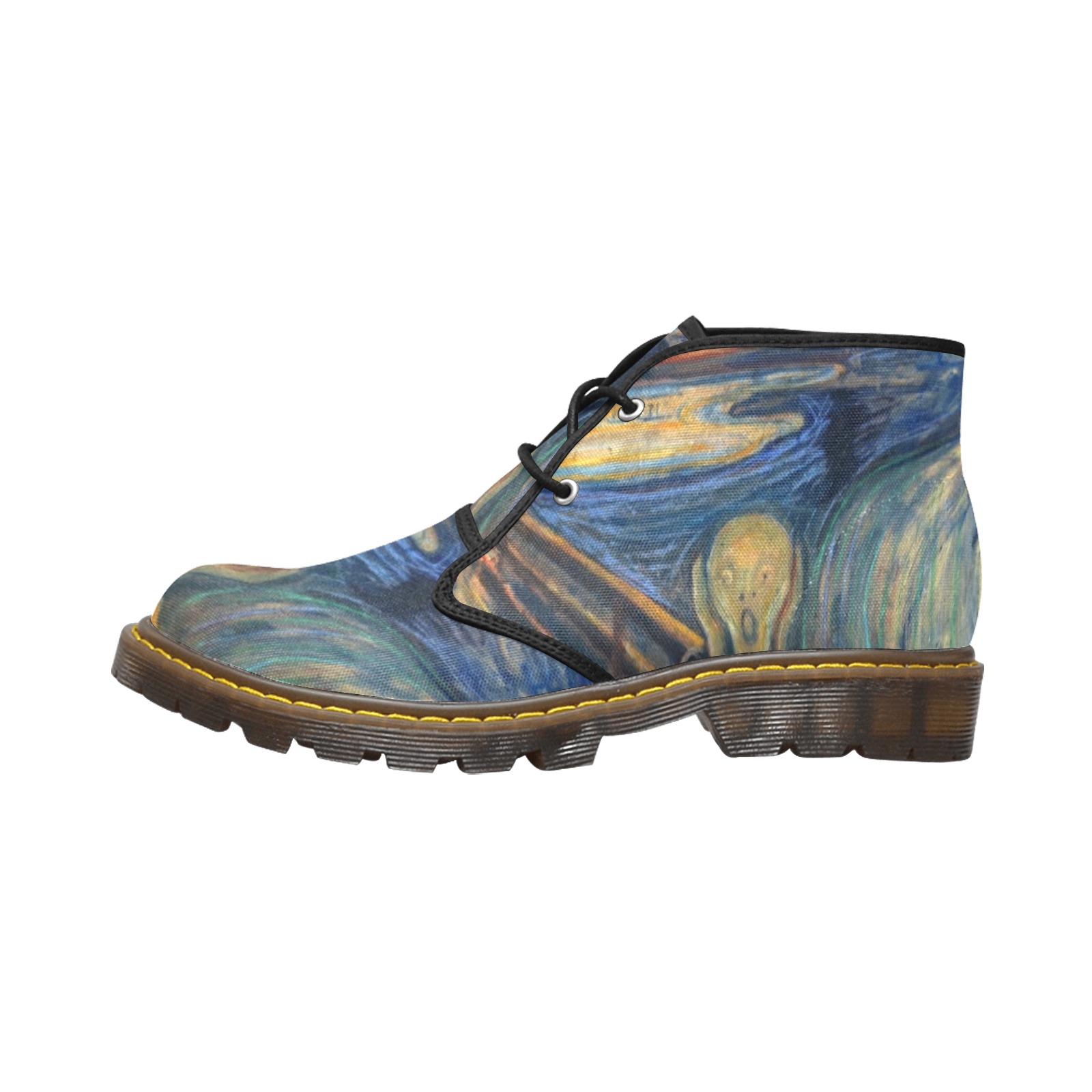Edvard Munch-The scream Women's Canvas Chukka Boots (Model 2402-1)