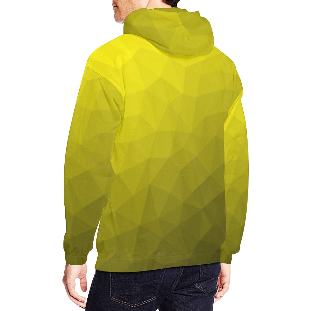 Yellow gradient geometric mesh pattern All Over Print Hoodie for Men (USA Size) (Model H13)