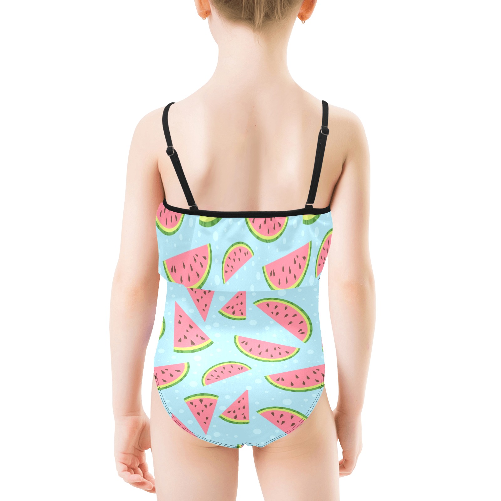 Watermelon Kids' Spaghetti Strap Ruffle Swimsuit (Model S26)