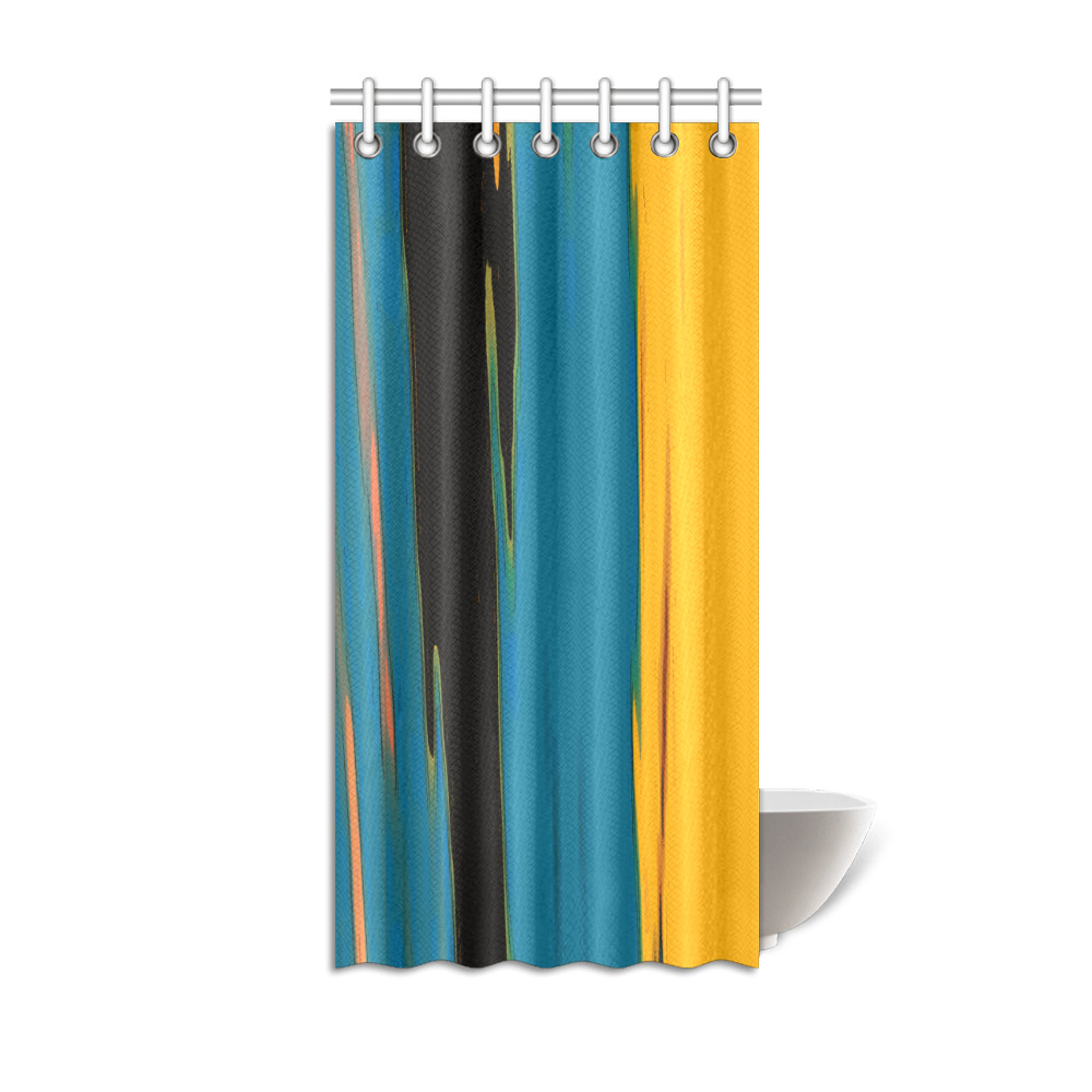 Black Turquoise And Orange Go! Abstract Art Shower Curtain 36"x72"