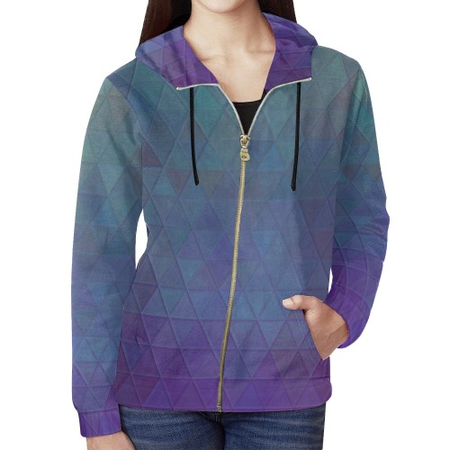 mosaic triangle 14 All Over Print Full Zip Hoodie for Women (Model H14)