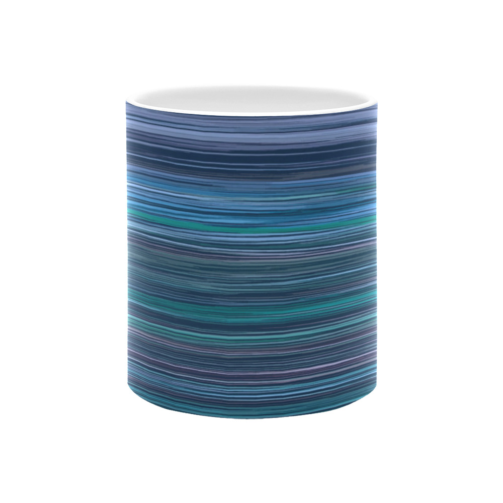 Abstract Blue Horizontal Stripes White Mug(11OZ)