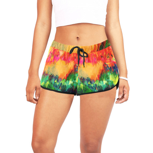 Colorful Painting Bushes Strokes Women's All Over Print Relaxed Shorts (Model L19)