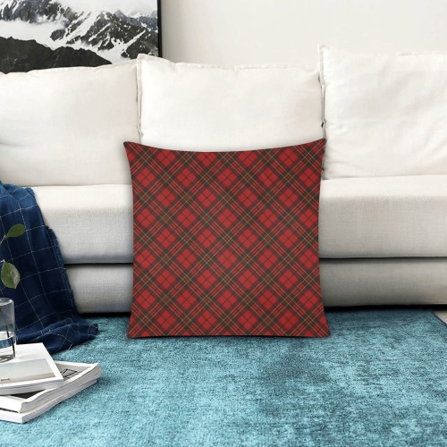 Red tartan plaid winter Christmas pattern holidays Custom Zippered Pillow Cases 18"x18" (Two Sides)