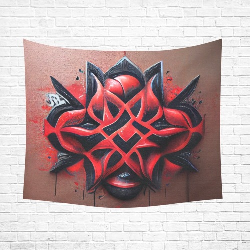 red diamond on brown Cotton Linen Wall Tapestry 60"x 51"