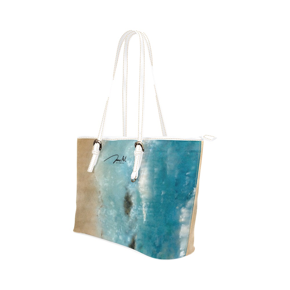 Blue Water By June Yu Leather Tote Bag/Small (Model 1651)