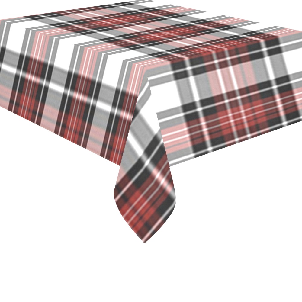 Red Black Plaid Cotton Linen Tablecloth 52"x 70"