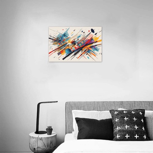 Colorful abstract art against the beige background Upgraded Canvas Print 18"x12"