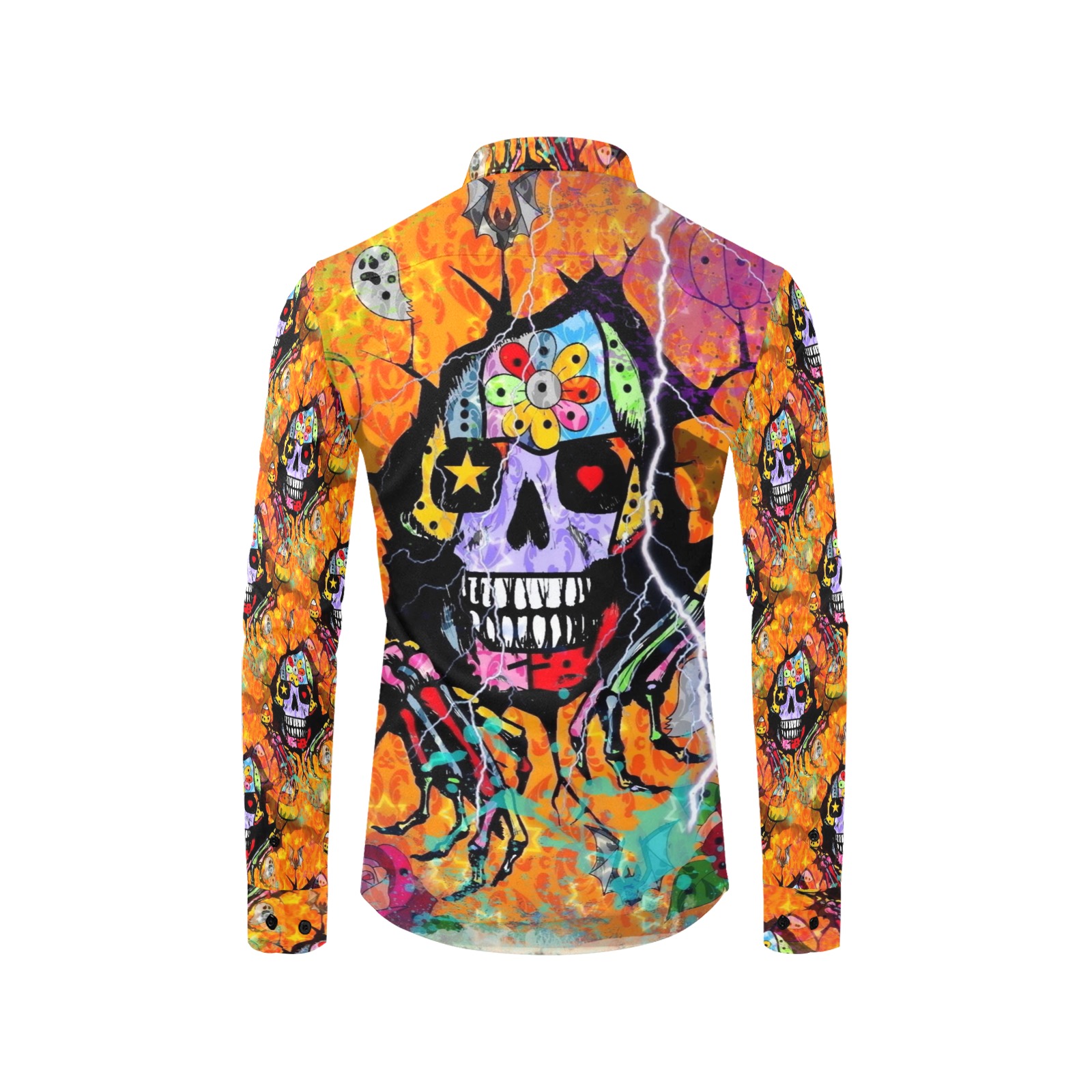 Skull of Halloween by Nico Bielow Men's All Over Print Casual Dress Shirt (Model T61)