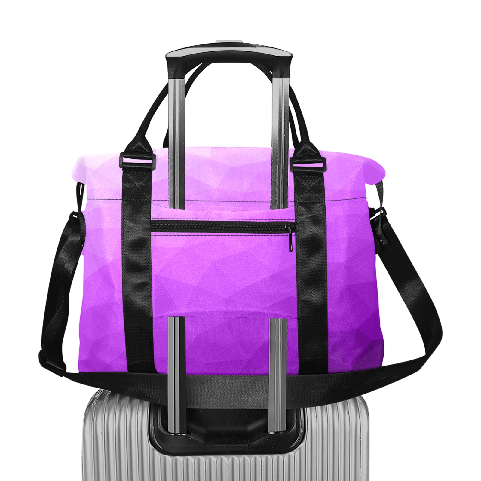 Purple gradient geometric mesh pattern Large Capacity Duffle Bag (Model 1715)