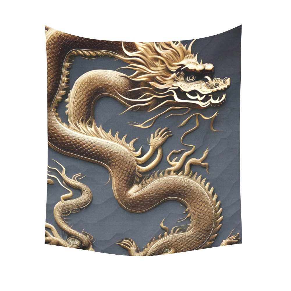 Wood Dragon Cotton Linen Wall Tapestry 51"x 60"