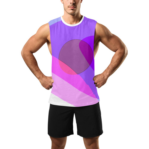Purple Retro Groovy Abstract 409 Men's Open Sides Workout Tank Top (Model T72)