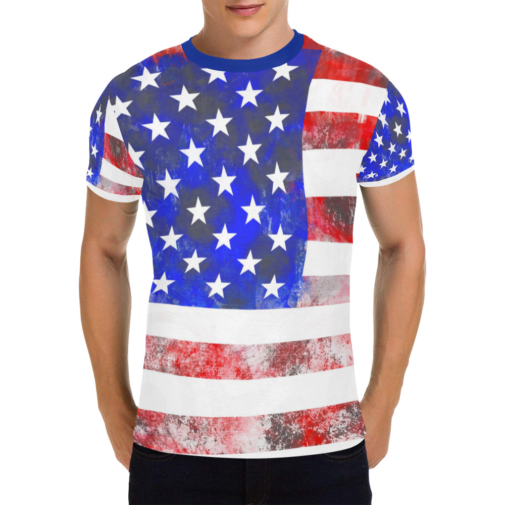 Extreme Grunge American Flag of the USA All Over Print T-Shirt for Men (USA Size) (Model T40)