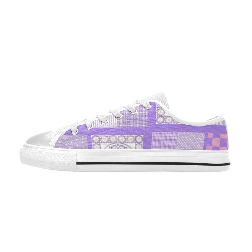 Pink and Purple Patchwork Design Women's Classic Canvas Shoes (Model 018)