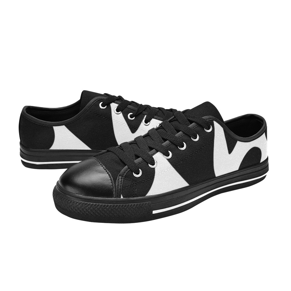 Cow Print Low Top Canvas Shoes for Kid (Model 018)