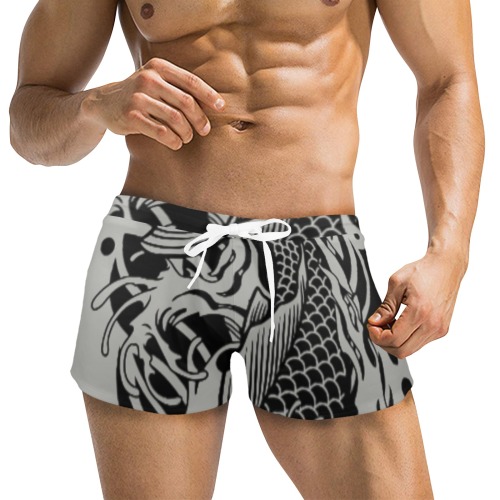 Grey Fish Scales Men's Swim Trunks with Zipper Pocket (Model L71)