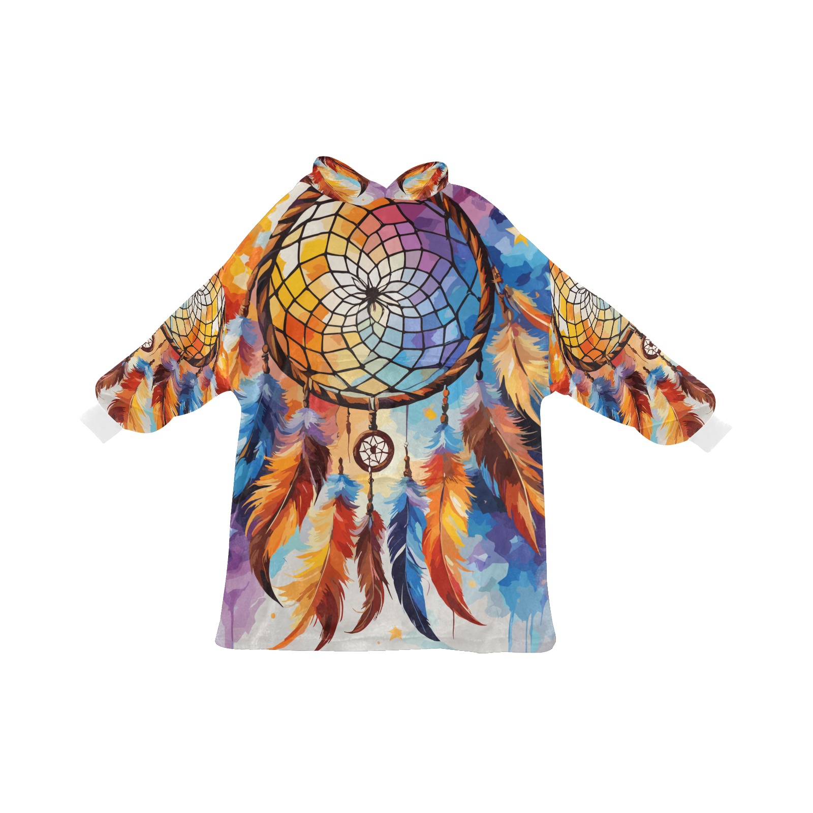 Elegant dreamcatcher, splashes of colors chic art. Blanket Hoodie for Kids