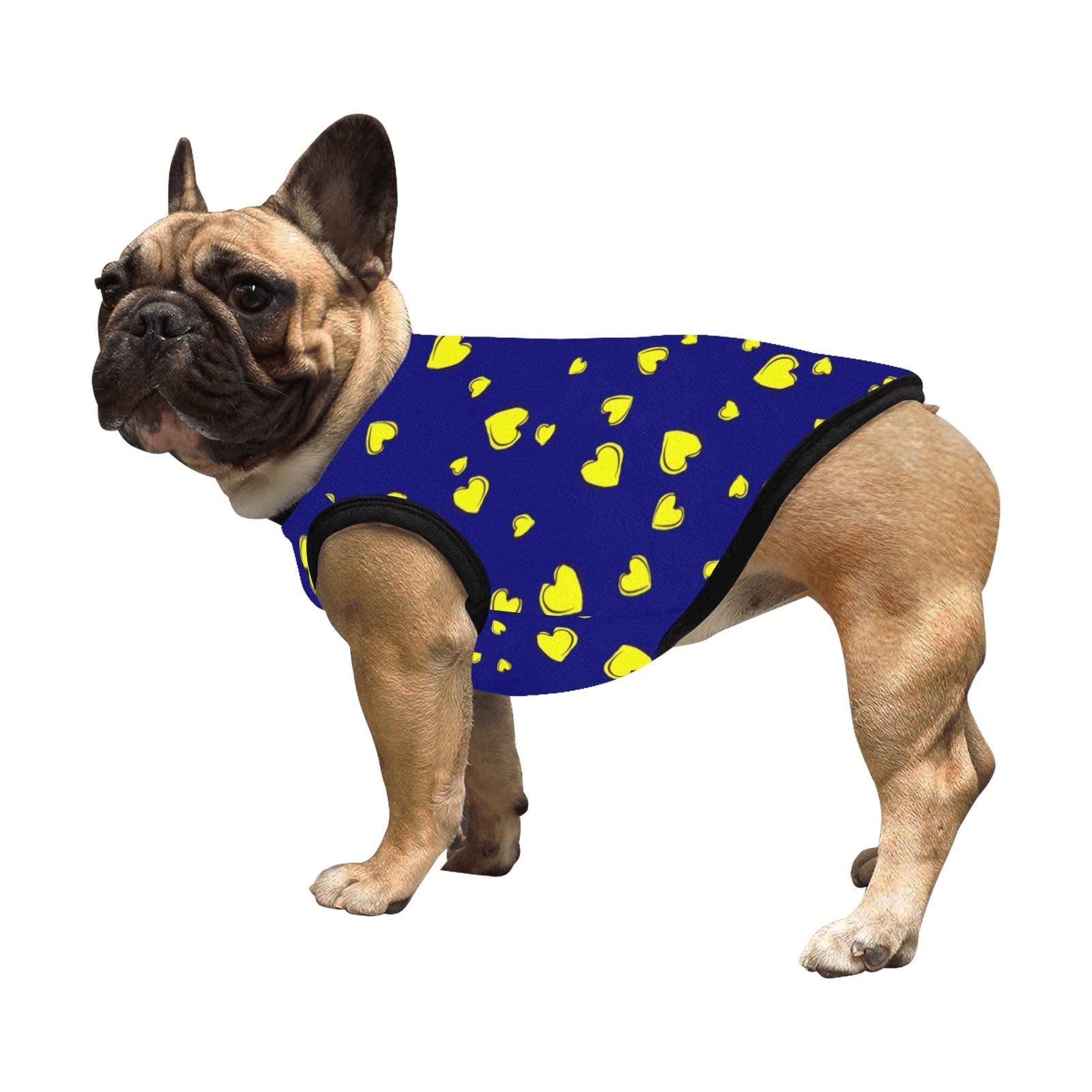 Yellow Hearts Floating on Blue All Over Print Pet Tank Top