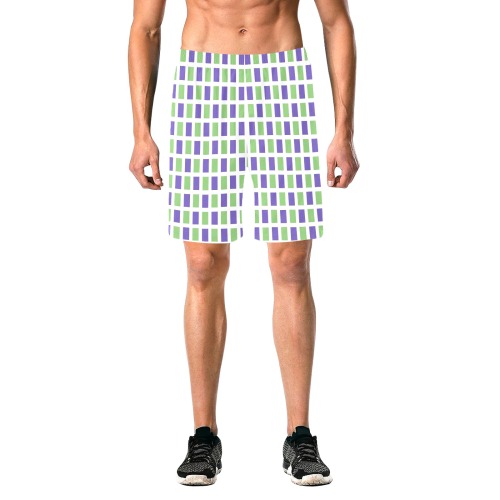 blue and green Men's All Over Print Elastic Beach Shorts (Model L20)