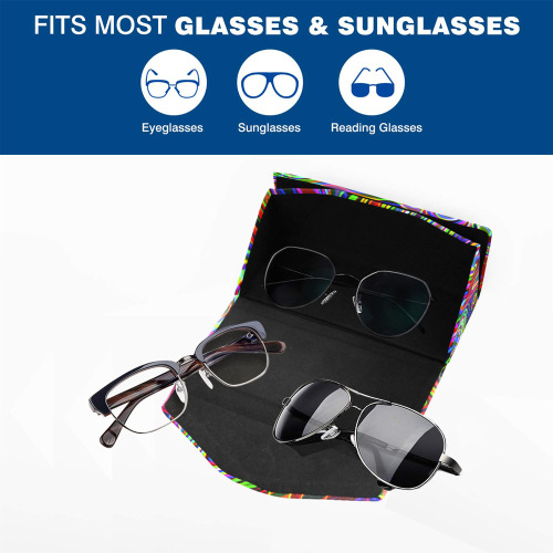 Abstract Retro Neon Pattern Background Design Custom Foldable Glasses Case