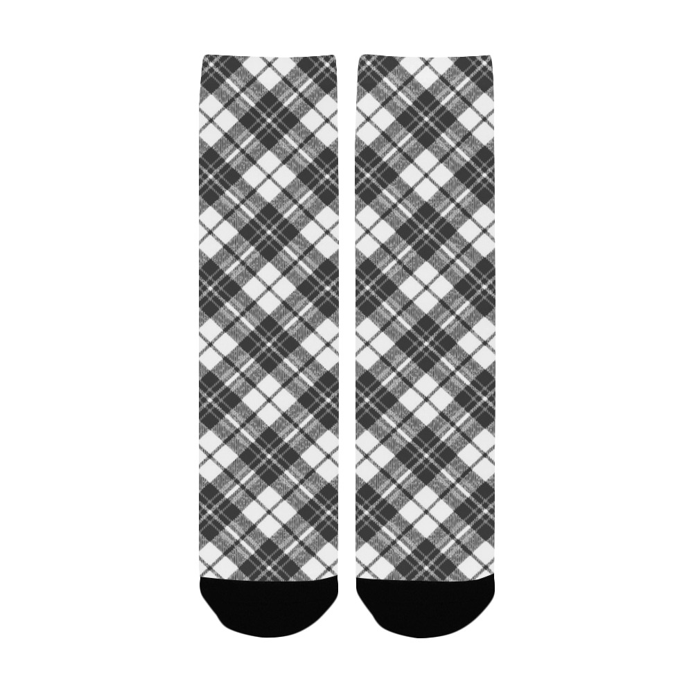 Tartan black white pattern holidays Christmas xmas elegant lines geometric cool fun classic elegance Custom Socks for Women