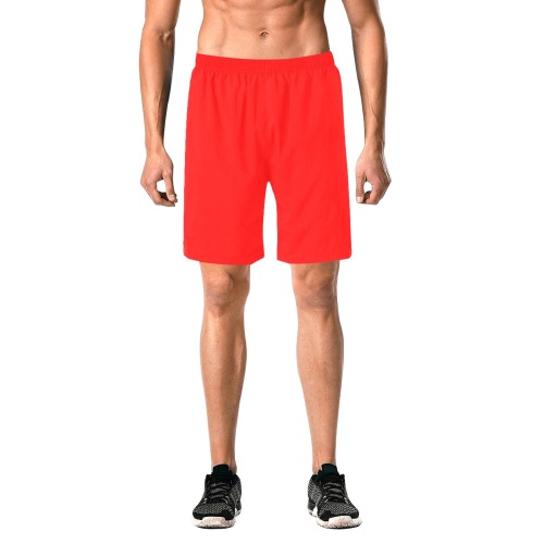 Merry Christmas Red Solid Color Men's All Over Print Elastic Beach Shorts (Model L20)