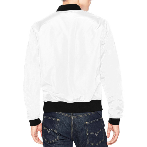 WHITE All Over Print Bomber Jacket for Men (Model H19)