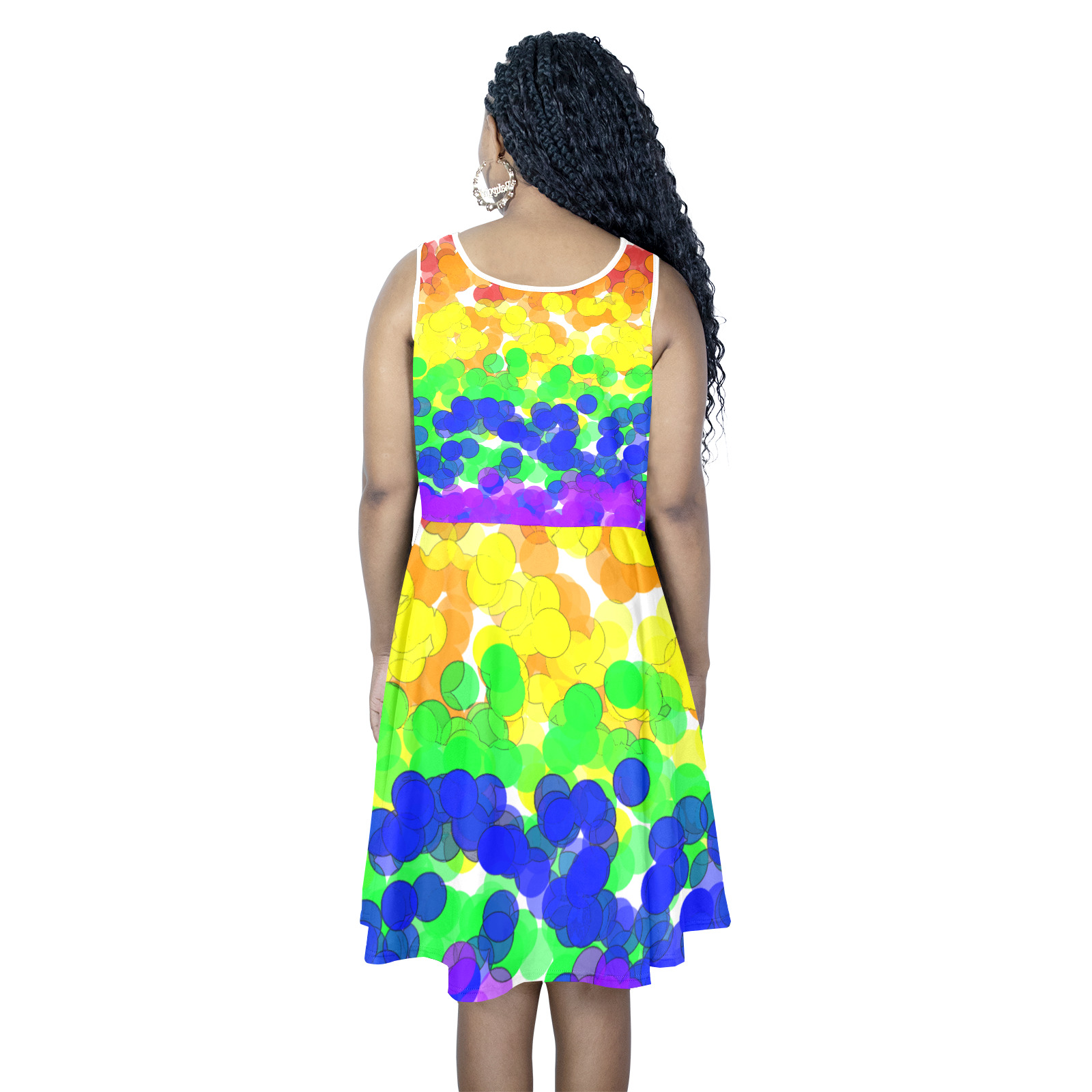 Gay Pride Bokeh Sleeveless Expansion Dress (Model D60)