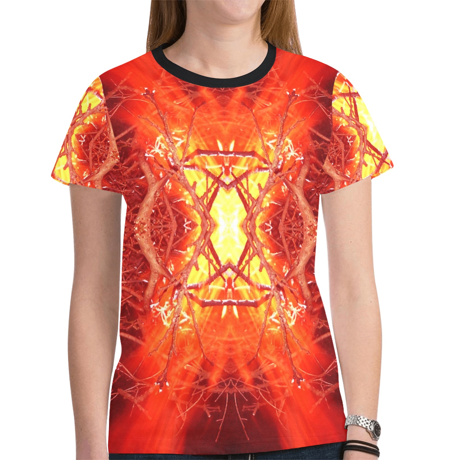 Abstract Fire New All Over Print T-shirt for Women (Model T45)
