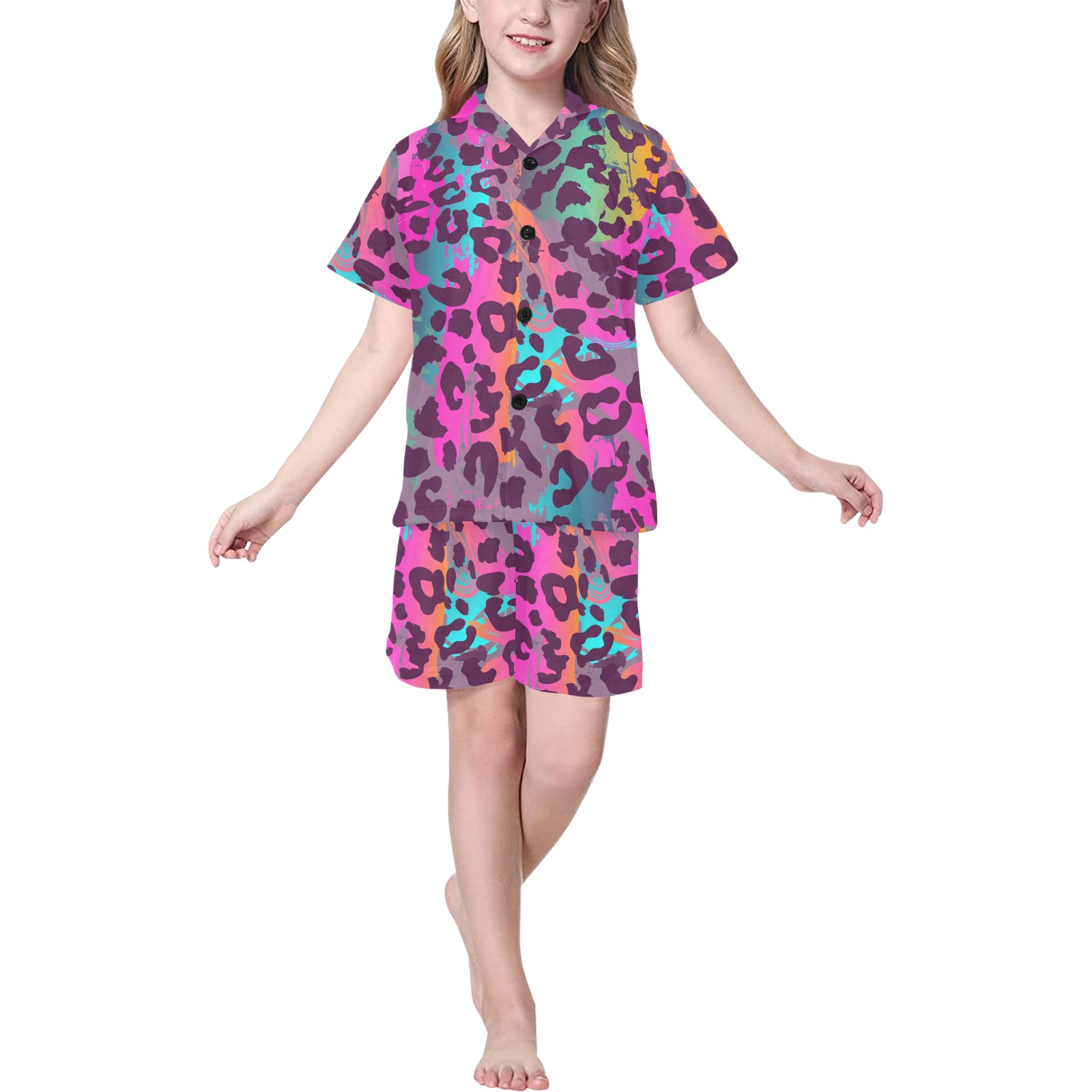 bb nmkk4 Big Girls' V-Neck Short Pajama Set