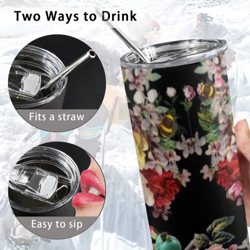 Nuit Des Roses Kim 20oz Tall Skinny Tumbler with Lid and Straw