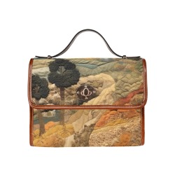 Tapestry Landscape Ladies Satchel Handbag Waterproof Canvas Bag-Brown (All Over Print) (Model 1641)