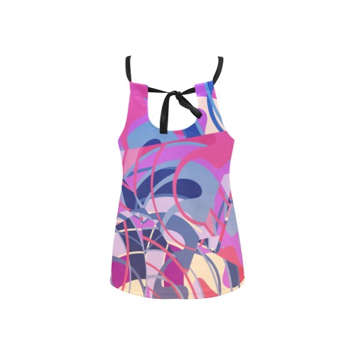 Summer Violet Coral Abstract Tangles Loose Fit Halter Neck Top (Model T68)