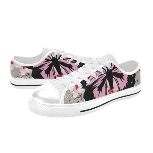 Cherry Blossom Butterflies Women's Classic Canvas Shoes (Model 018)