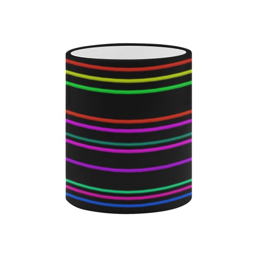 Neon Pinstripes on Black Custom Edge Color Mug (11oz)