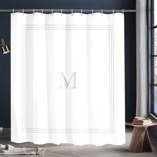 Monogram in grey and white Letter M Shower Curtain 72"x84"