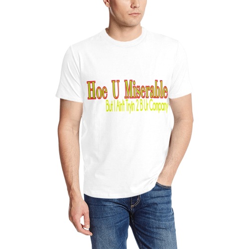 Miserable all white Men's All Over Print T-Shirt (Solid Color Neck) (Model T63)