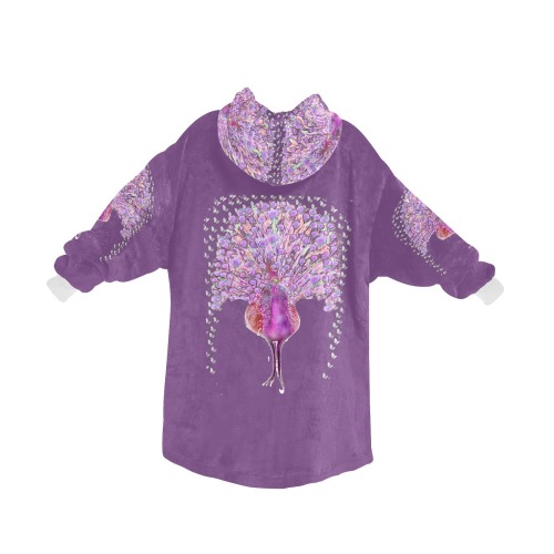 peacocq purple Blanket Hoodie for Kids