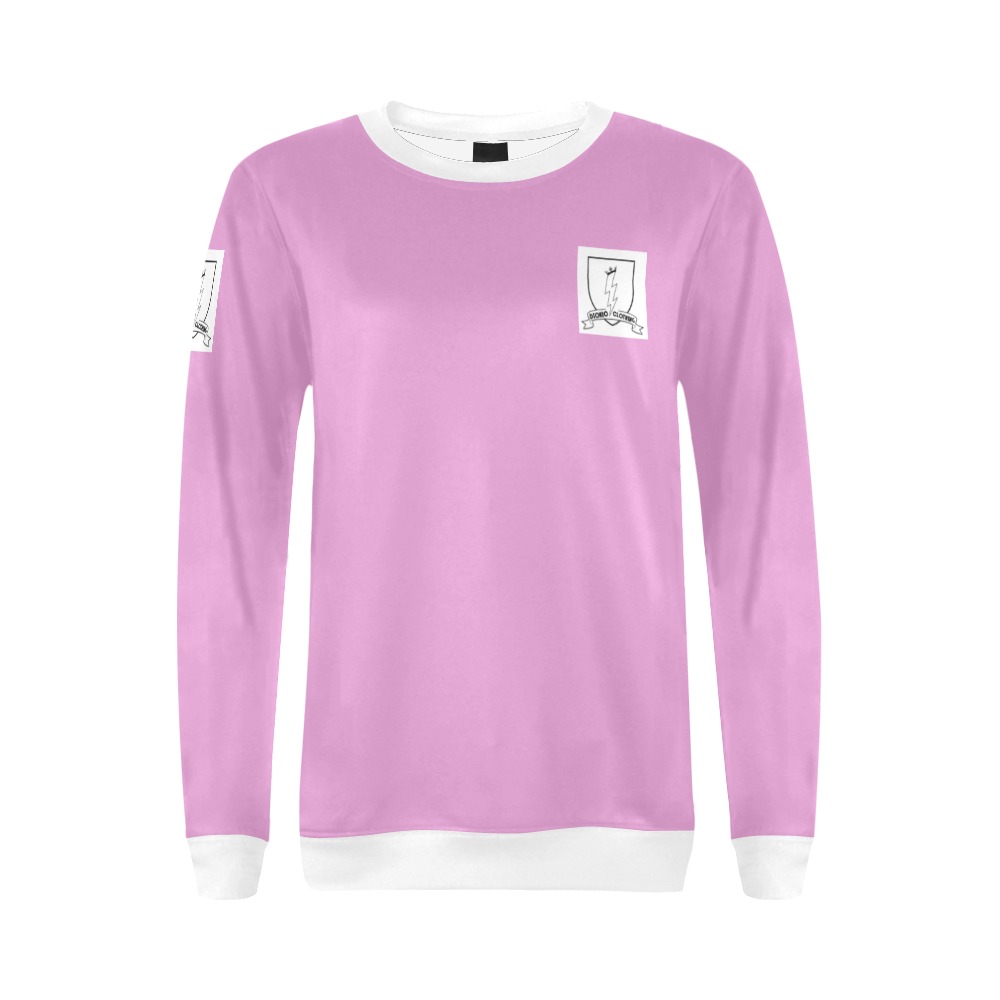 DIONIO Clothing - Women's Sweatshirt (Pink w/White Shield Logo) All Over Print Crewneck Sweatshirt for Women (Model H18)