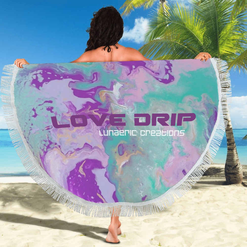 Love Drip Beach Blanket #3 Circular Beach Shawl 59"x 59"
