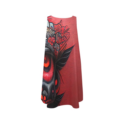 red eye Sleeveless A-Line Pocket Dress (Model D57)