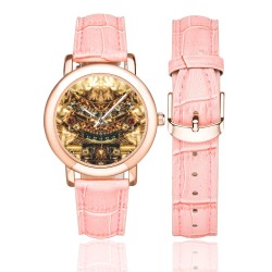 Armalanikai Rose Gold Women's Watch With Strap Women's Rose Gold Leather Strap Watch(Model 201)