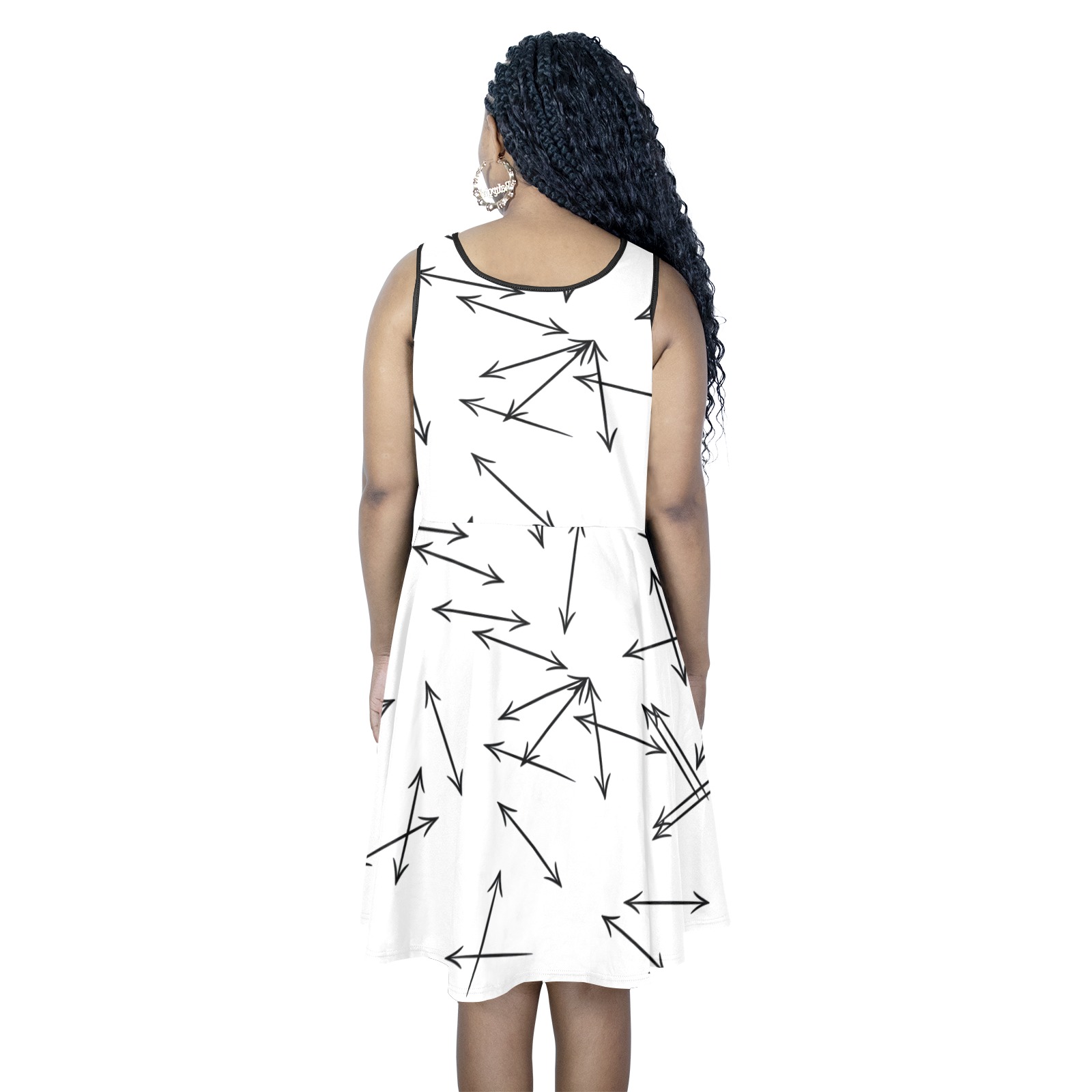 Arrows Every Direction Black Sleeveless Expansion Dress (Model D60)