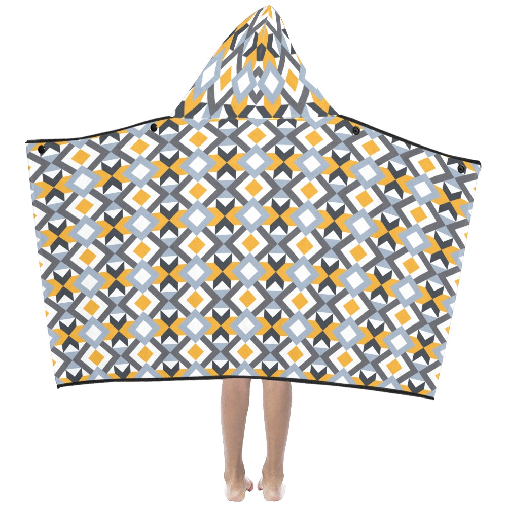 Retro Angles Abstract Geometric Pattern Kids' Hooded Bath Towels